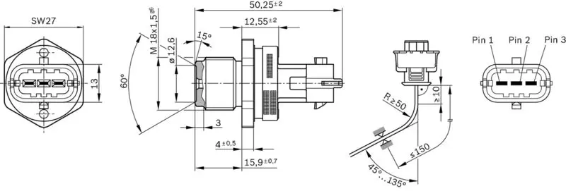 Handler.Part Sensor, fuel pressure Bosch 0281002937 6