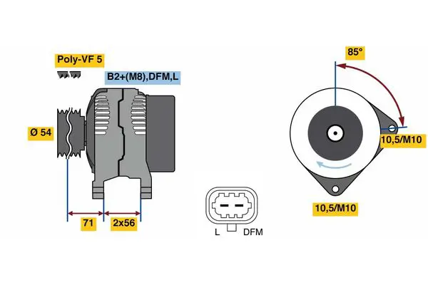 Handler.Part Alternator Bosch 0986080100 1