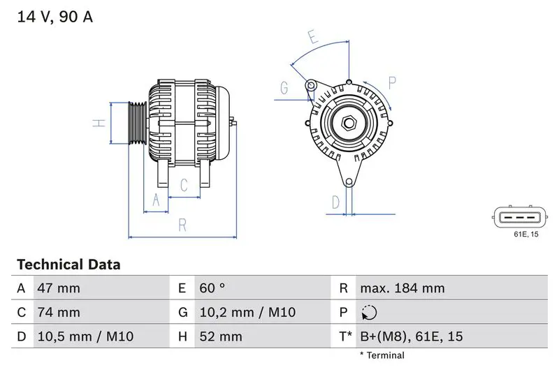 Handler.Part Alternator Bosch 0986041190 1