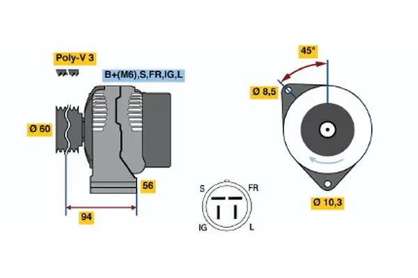 Handler.Part Alternator Bosch 0986044791 1