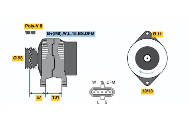 Handler.Part Alternator Bosch 0124555009 5