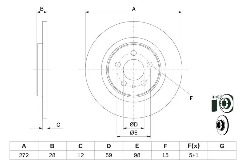 Handler.Part Brake disc Bosch 0986479064 5