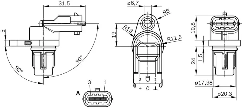 Handler.Part Rpm sensor, engine management Bosch 0281002667 6