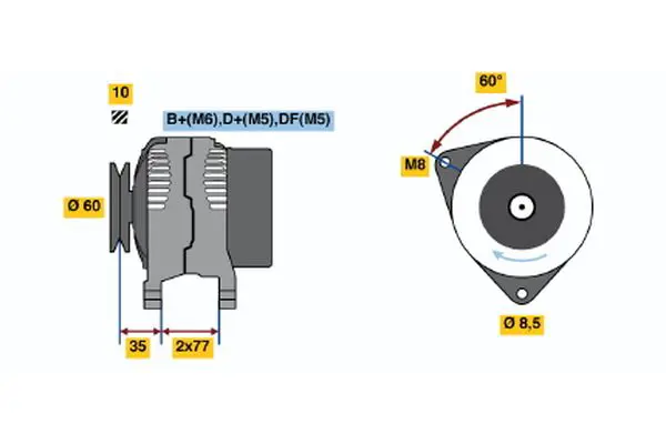 Handler.Part Alternator Bosch 0123310055 1