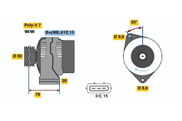 Handler.Part Alternator Bosch 0123515023 1