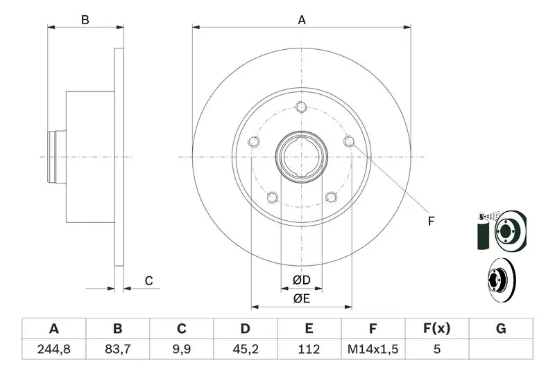 Handler.Part Brake disc Bosch 0986478759 5