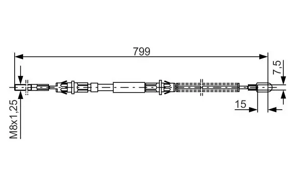 Handler.Part Cable, parking brake Bosch 1987477761 1