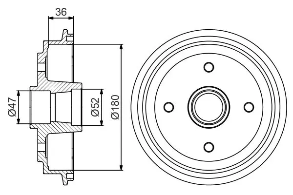 Handler.Part Brake drum Bosch 0986477187 1