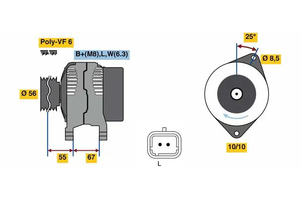 Handler.Part Alternator Bosch 0986080870 1