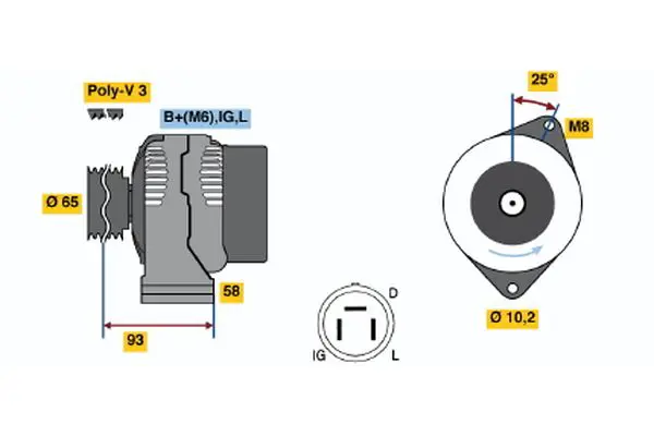 Handler.Part Alternator Bosch 0986035111 1