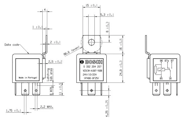 Handler.Part Relay, main current Bosch 0332204207 3