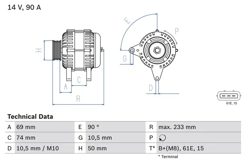 Handler.Part Alternator Bosch 0986040390 1