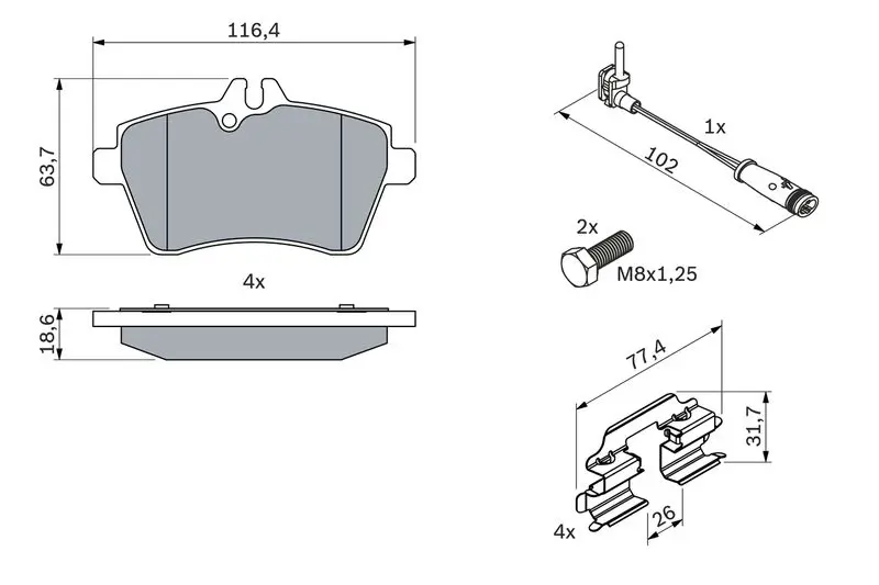 Handler.Part Brake pad set, disc brake Bosch 0986494290 7