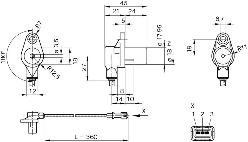 Handler.Part Rpm sensor, engine management Bosch 0261210104 6