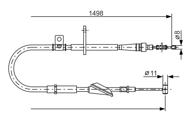 Handler.Part Cable, parking brake Bosch 1987477772 1