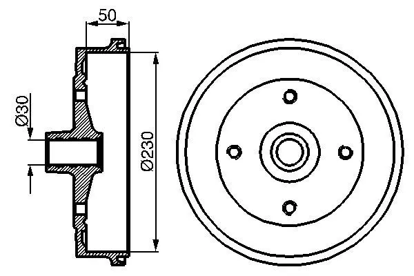 Handler.Part Brake drum Bosch 0986477030 1