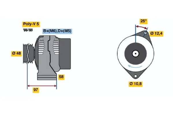 Handler.Part Alternator Bosch 0986044621 1