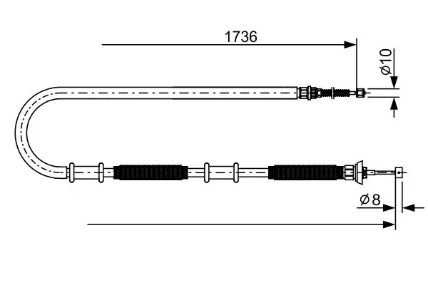 Handler.Part Cable, parking brake Bosch 1987482700 1