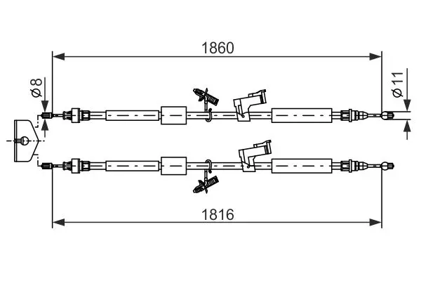 Handler.Part Cable, parking brake Bosch 1987482189 1