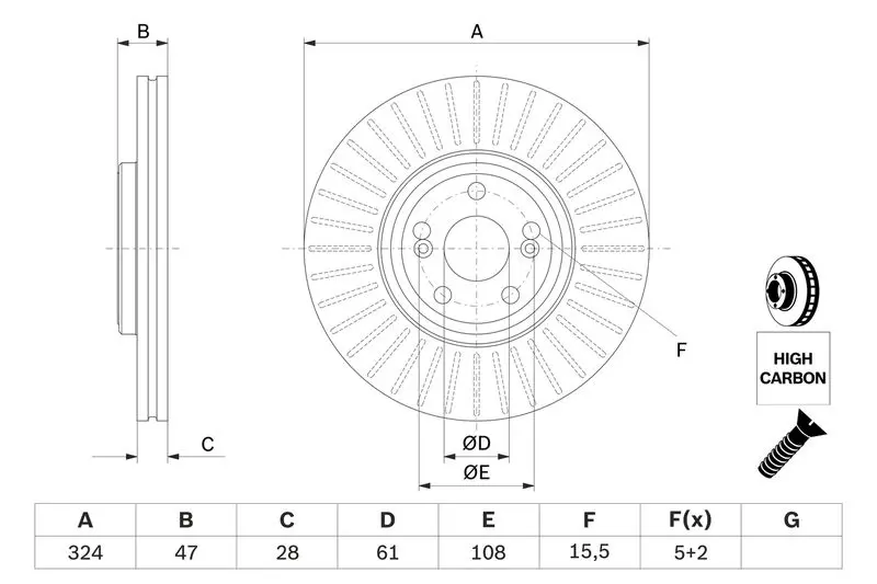 Handler.Part Brake disc Bosch 0986479565 5