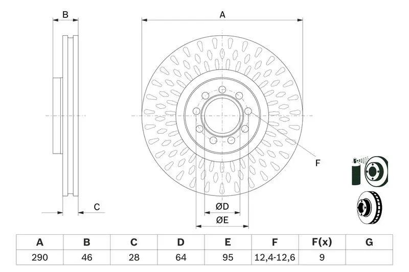 Handler.Part Brake disc Bosch 0986479718 5