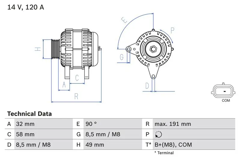 Handler.Part Alternator Bosch 0986084000 1