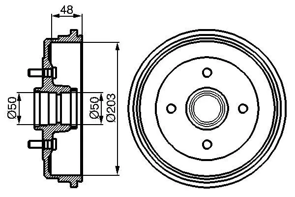 Handler.Part Brake drum Bosch 0986477049 1