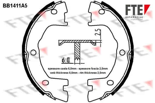 Handler.Part Brake shoe set, parking brake FTE Automotive BB1411A5 1