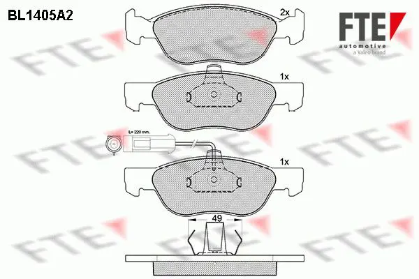 Handler.Part Brake pad set, disc brake FTE Automotive BL1405A2 1