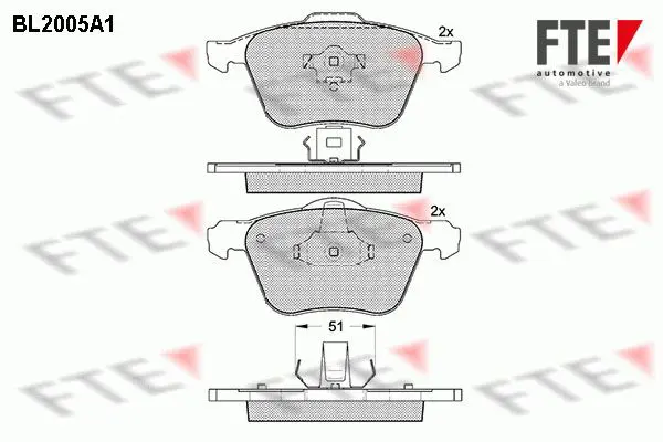 Handler.Part Brake pad set, disc brake FTE Automotive BL2005A1 1