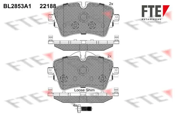 Handler.Part Brake pad set, disc brake FTE Automotive BL2853A1 1