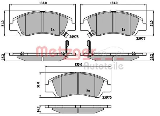 Handler.Part Brake pad set, disc brake METZGER 1170805 2