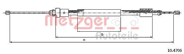 Handler.Part Cable, parking brake METZGER 104706 1