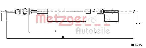 Handler.Part Cable, parking brake METZGER 104715 1