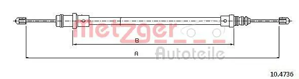 Handler.Part Cable, parking brake METZGER 104736 1