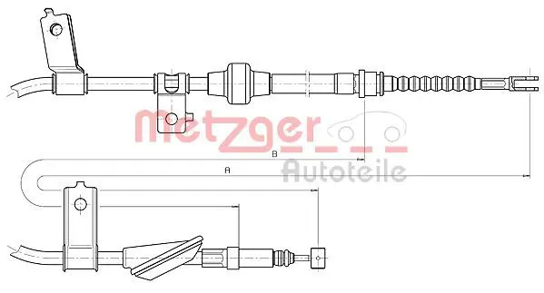 Handler.Part Cable, parking brake METZGER 105233 1