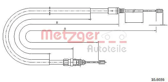 Handler.Part Cable, parking brake METZGER 106036 1