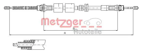 Handler.Part Cable, parking brake METZGER 115507 1