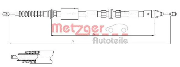 Handler.Part Cable, parking brake METZGER 115511 1