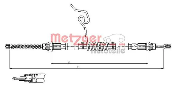 Handler.Part Cable, parking brake METZGER 115576 1