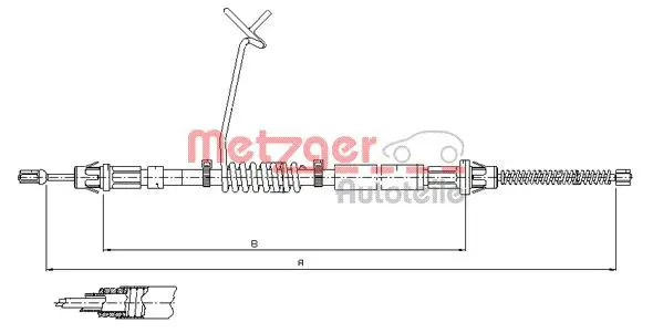 Handler.Part Cable, parking brake METZGER 115667 1