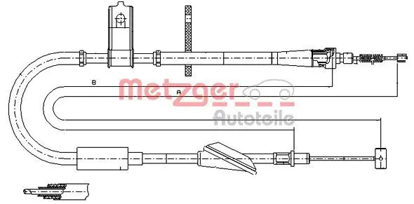 Handler.Part Cable, parking brake METZGER 115744 1