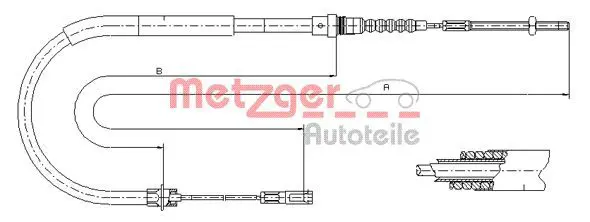 Handler.Part Cable, parking brake METZGER 116025 1