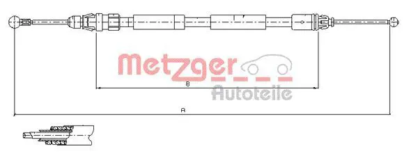 Handler.Part Cable, parking brake METZGER 116807 1