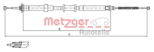 Handler.Part Cable, parking brake METZGER 120702 1