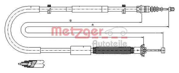 Handler.Part Cable, parking brake METZGER 120703 1