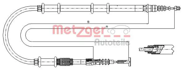 Handler.Part Cable, parking brake METZGER 49121 1