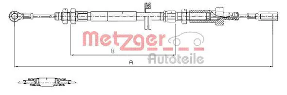 Handler.Part Cable, parking brake METZGER 11717 1