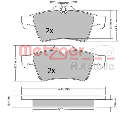 Handler.Part Brake pad set, disc brake METZGER 1170006 1