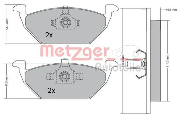 Handler.Part Brake pad set, disc brake METZGER 1170027 1